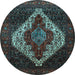 Round Persian Light Blue Traditional Rug, tr41lblu