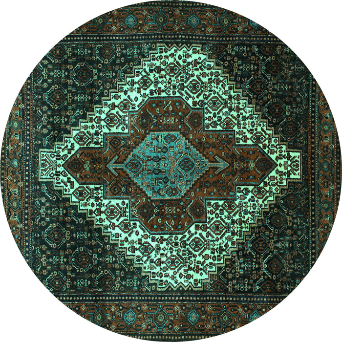 Round Persian Turquoise Traditional Rug, tr41turq