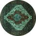 Round Persian Turquoise Traditional Rug, tr41turq