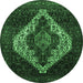 Round Machine Washable Persian Emerald Green Traditional Area Rugs, wshtr41emgrn