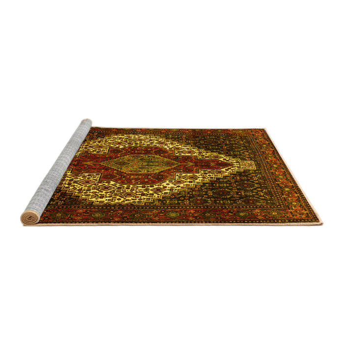 Sideview of Machine Washable Persian Yellow Traditional Rug, wshtr41yw