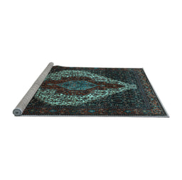 Sideview of Machine Washable Persian Light Blue Traditional Rug, wshtr41lblu