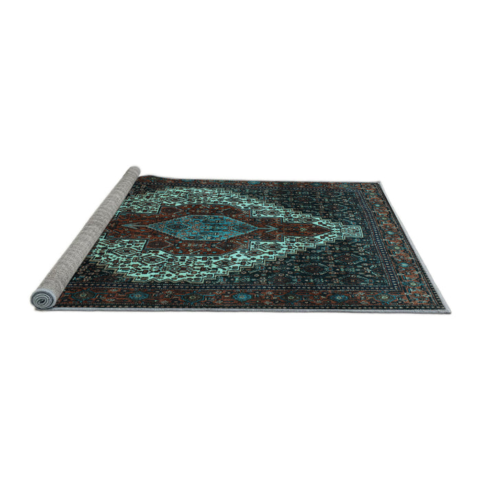 Sideview of Machine Washable Persian Light Blue Traditional Rug, wshtr41lblu