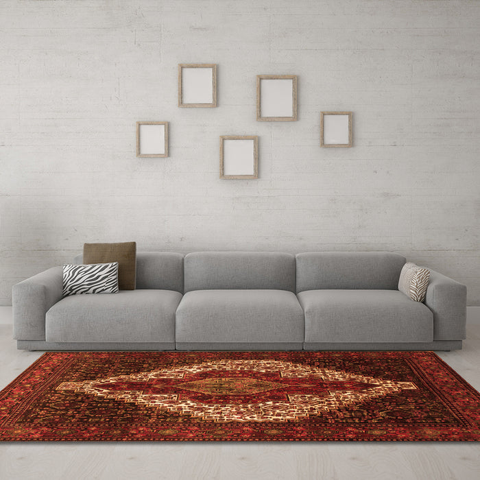 Machine Washable Persian Orange Traditional Area Rugs in a Living Room, wshtr41org