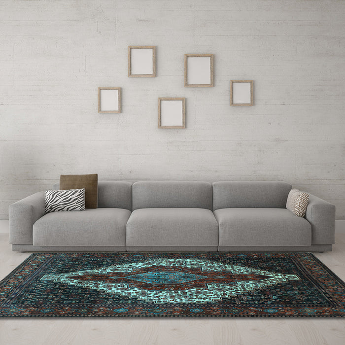 Machine Washable Persian Light Blue Traditional Rug in a Living Room, wshtr41lblu