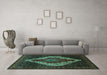 Machine Washable Persian Turquoise Traditional Area Rugs in a Living Room,, wshtr41turq