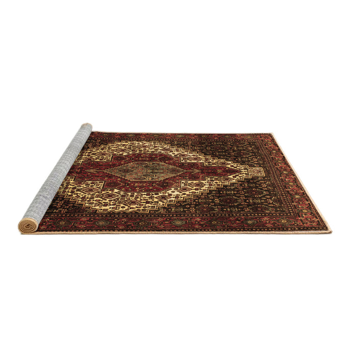 Sideview of Machine Washable Persian Brown Traditional Rug, wshtr41brn