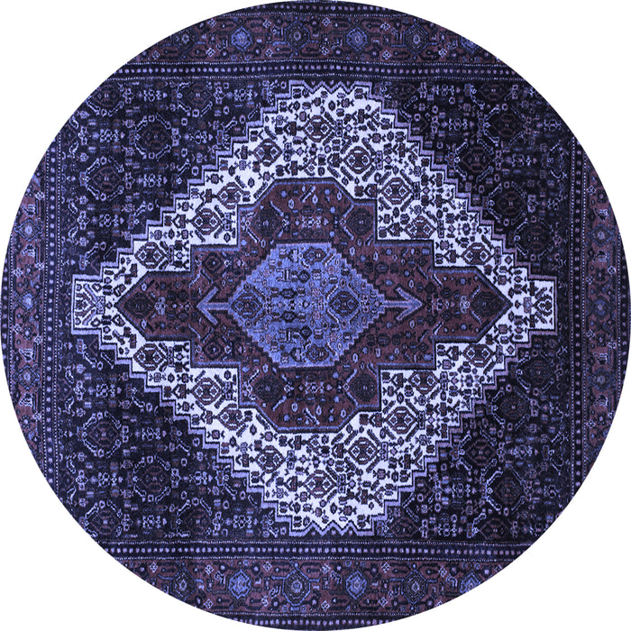 Round Machine Washable Persian Blue Traditional Rug, wshtr41blu