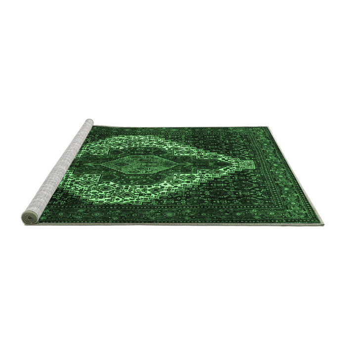 Sideview of Machine Washable Persian Emerald Green Traditional Area Rugs, wshtr41emgrn