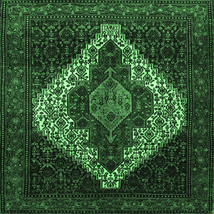 Square Machine Washable Persian Emerald Green Traditional Area Rugs, wshtr41emgrn