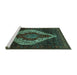 Sideview of Machine Washable Persian Turquoise Traditional Area Rugs, wshtr41turq