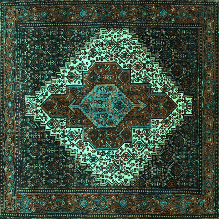 Square Machine Washable Persian Turquoise Traditional Area Rugs, wshtr41turq