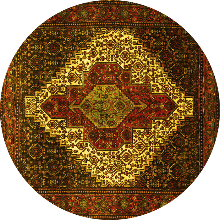 Round Persian Yellow Traditional Rug, tr41yw