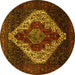 Round Persian Yellow Traditional Rug, tr41yw