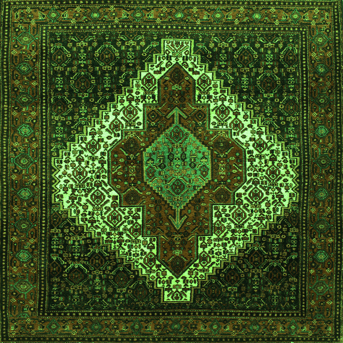 Round Machine Washable Persian Green Traditional Area Rugs, wshtr41grn