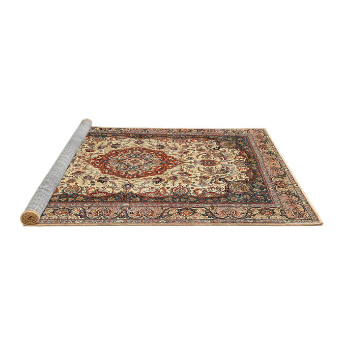 Sideview of Machine Washable Traditional Dark Sienna Brown Rug, wshtr420