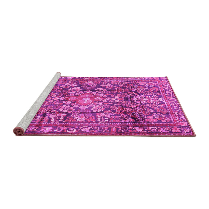 Sideview of Machine Washable Persian Pink Traditional Rug, wshtr4200pnk