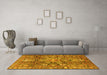 Machine Washable Persian Yellow Traditional Rug in a Living Room, wshtr4200yw