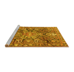 Sideview of Machine Washable Persian Yellow Traditional Rug, wshtr4200yw