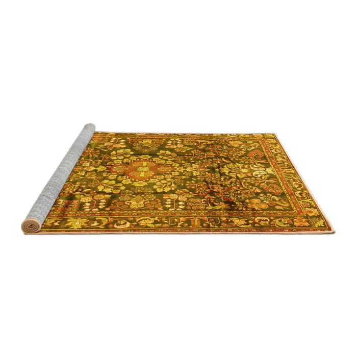 Sideview of Machine Washable Persian Yellow Traditional Rug, wshtr4200yw