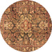 Round Machine Washable Persian Brown Traditional Rug, wshtr4200brn