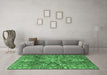 Machine Washable Persian Emerald Green Traditional Area Rugs in a Living Room,, wshtr4200emgrn