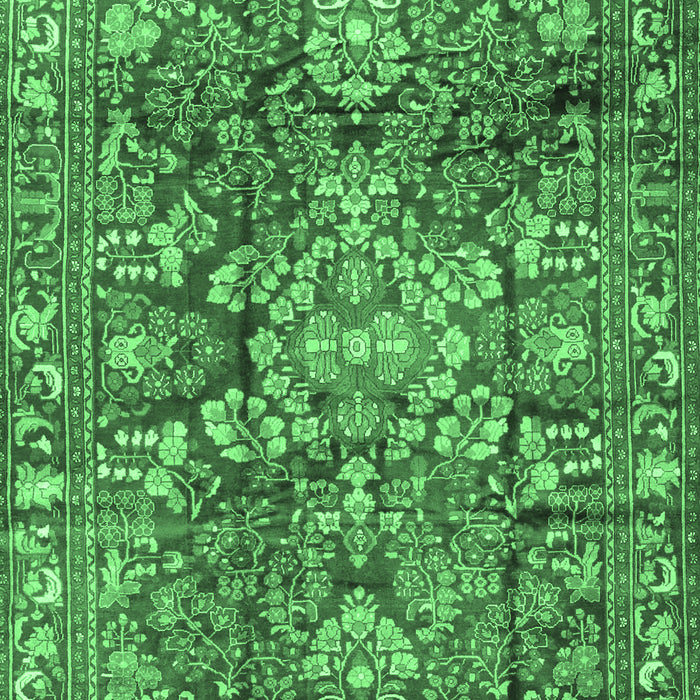 Machine Washable Persian Emerald Green Traditional Area Rugs, wshtr4200emgrn