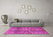 Machine Washable Persian Pink Traditional Rug in a Living Room, wshtr4200pnk