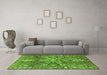 Machine Washable Persian Green Traditional Area Rugs in a Living Room,, wshtr4200grn