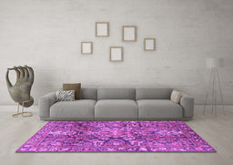 Machine Washable Persian Purple Traditional Area Rugs in a Living Room, wshtr4200pur