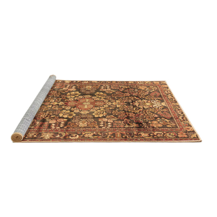 Sideview of Machine Washable Persian Brown Traditional Rug, wshtr4200brn