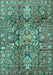 Machine Washable Persian Turquoise Traditional Area Rugs, wshtr4200turq