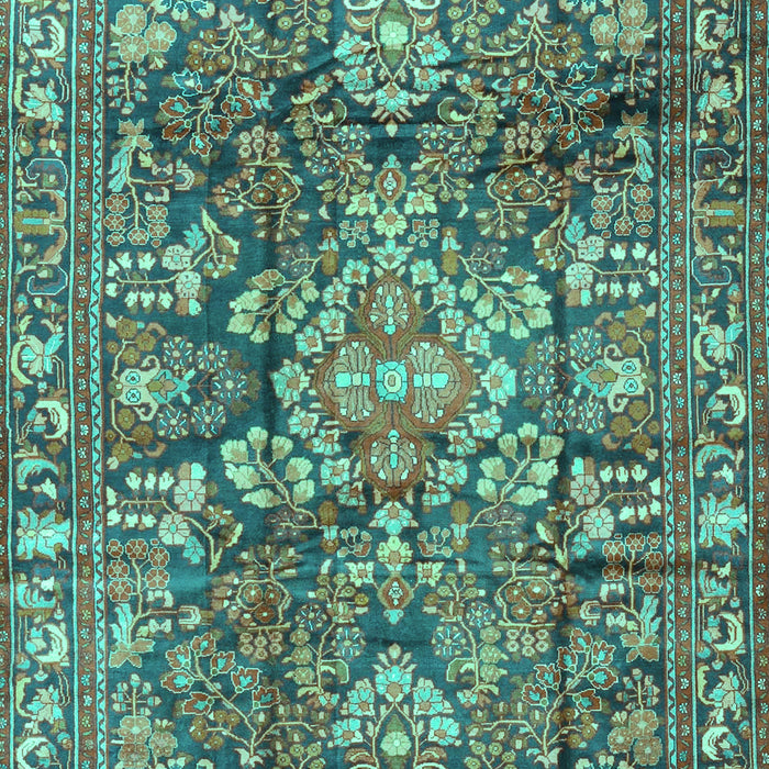 Machine Washable Persian Turquoise Traditional Area Rugs, wshtr4200turq