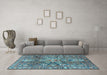 Machine Washable Persian Light Blue Traditional Rug in a Living Room, wshtr4200lblu