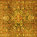 Square Machine Washable Persian Yellow Traditional Rug, wshtr4200yw