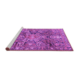 Sideview of Machine Washable Persian Purple Traditional Area Rugs, wshtr4200pur