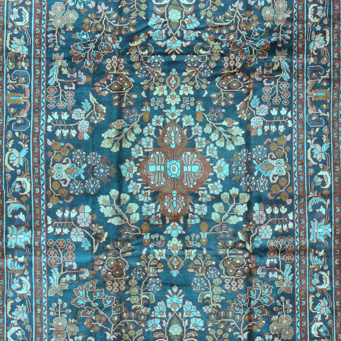 Machine Washable Persian Light Blue Traditional Rug, wshtr4200lblu