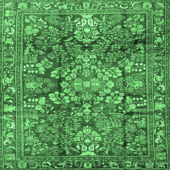 Square Persian Emerald Green Traditional Rug, tr4200emgrn