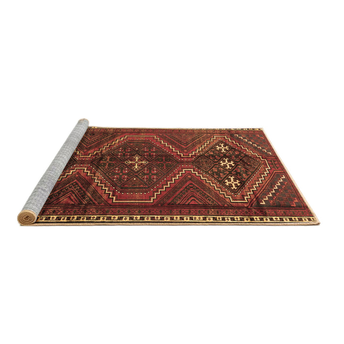 Sideview of Machine Washable Persian Brown Traditional Rug, wshtr4201brn