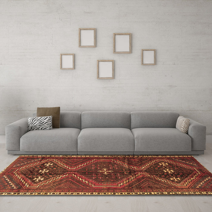 Machine Washable Persian Brown Traditional Rug in a Living Room,, wshtr4201brn