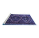 Sideview of Machine Washable Persian Blue Traditional Rug, wshtr4201blu