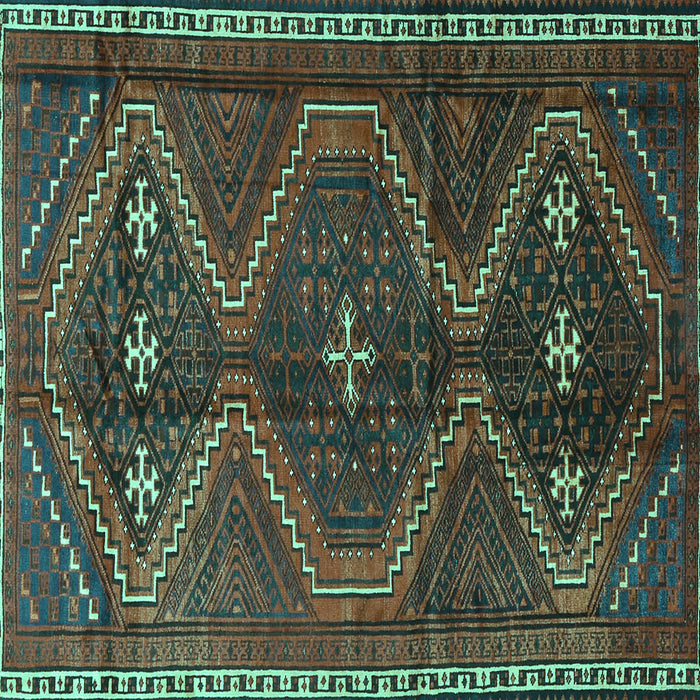 Square Machine Washable Persian Turquoise Traditional Area Rugs, wshtr4201turq