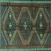 Square Machine Washable Persian Turquoise Traditional Area Rugs, wshtr4201turq