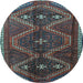 Round Persian Light Blue Traditional Rug, tr4201lblu