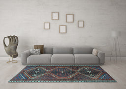 Machine Washable Persian Light Blue Traditional Rug in a Living Room, wshtr4201lblu