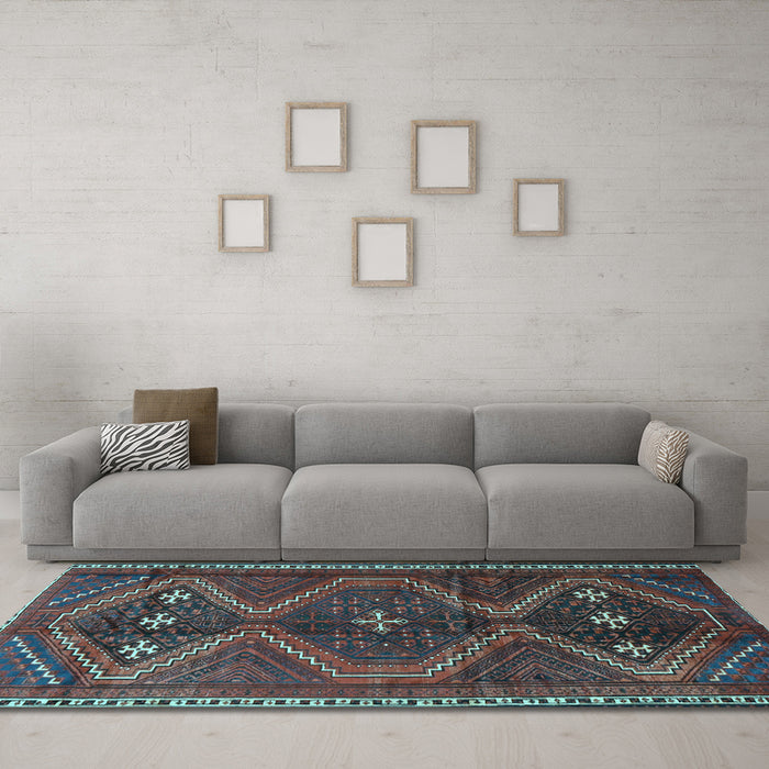 Machine Washable Persian Light Blue Traditional Rug in a Living Room, wshtr4201lblu