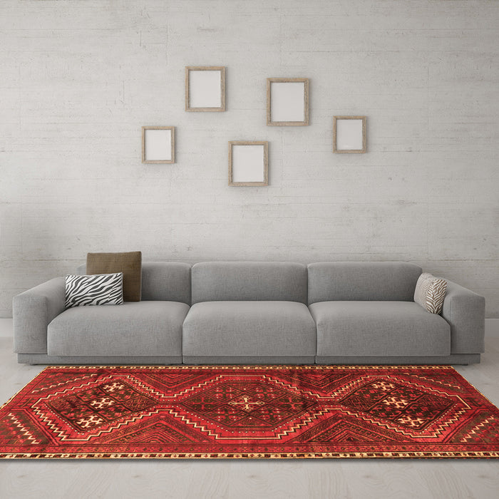 Machine Washable Persian Orange Traditional Area Rugs in a Living Room, wshtr4201org