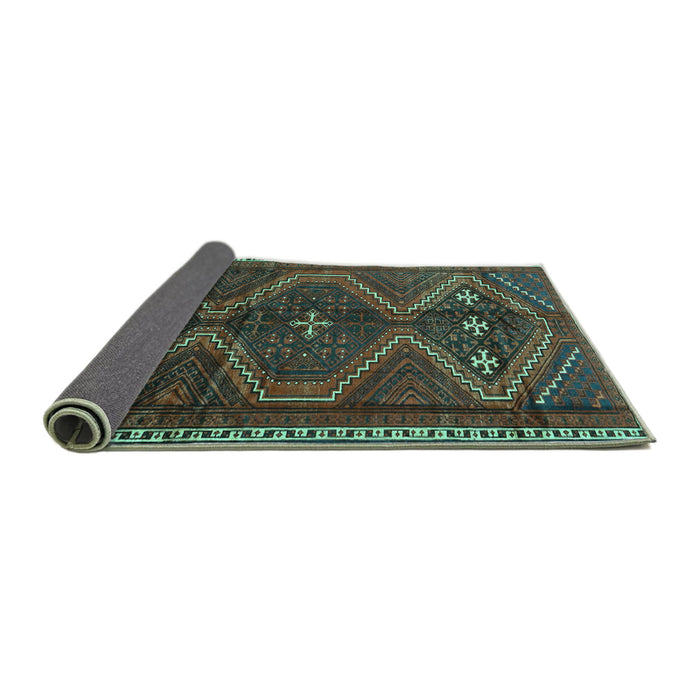 Sideview of Persian Turquoise Traditional Rug, tr4201turq