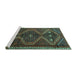 Sideview of Machine Washable Persian Turquoise Traditional Area Rugs, wshtr4201turq