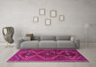 Machine Washable Persian Pink Traditional Rug in a Living Room, wshtr4201pnk